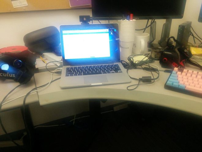 Hackathon desk - a bit messier than normal, but worth it!